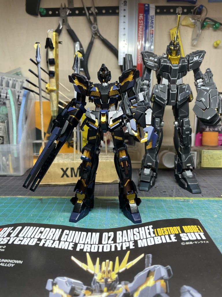 仮組。艶消し、ドライブラシ前。その２　過去作MGと比較