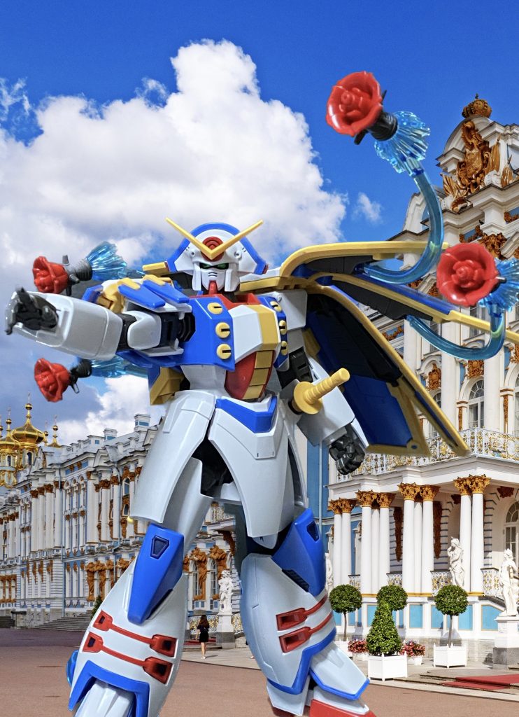 ガンダムローズはGUNSTAでは紹介していませんでした（なぜなら、キットの出来が良過ぎて、普通にスミイレしかしていないので・笑）　ローズは宮殿背景イメージで♫こんなところで闘う事はないでしょうけど💦