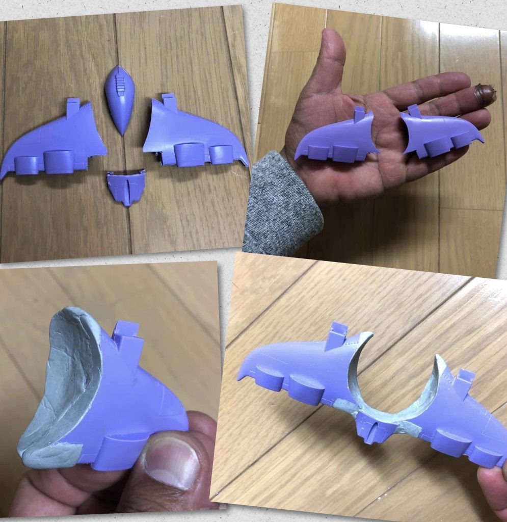 旧キットを刻んで刻んで…  ハロに合わせて再構築ですね😌  今回はネオジム磁石は使わずにプラスチックのテンションで保持しています😊