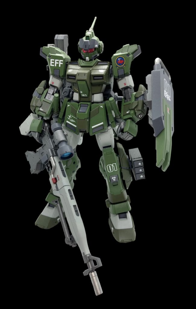 なんとなくジムスナイパーカスタムを意識して塗装したので狙撃型としてうまくまとめられたかな?と思ってます。