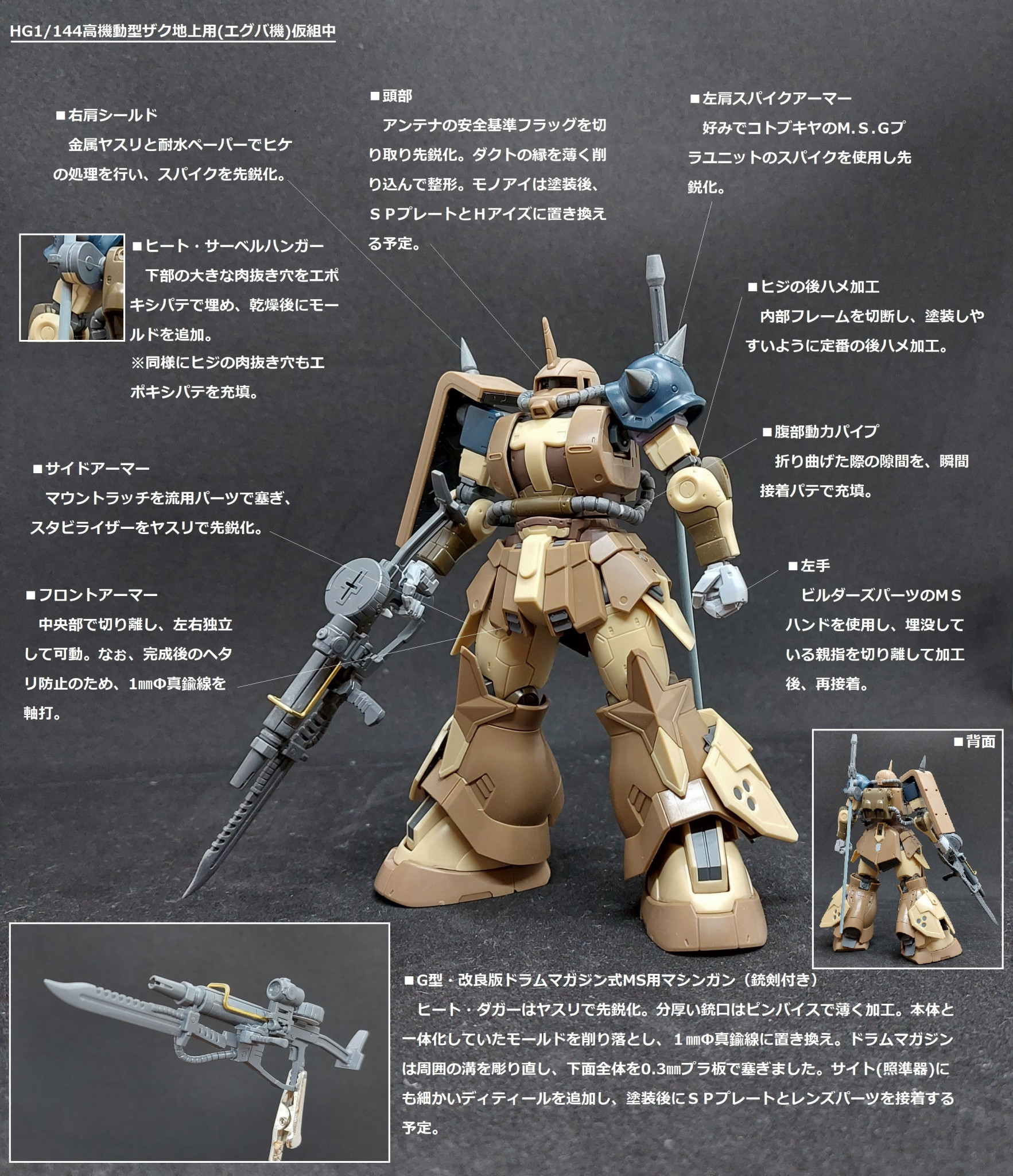 1/144高機動型ザク(エグバ機)[セミスクラッチと製品の比較]｜あやぽん