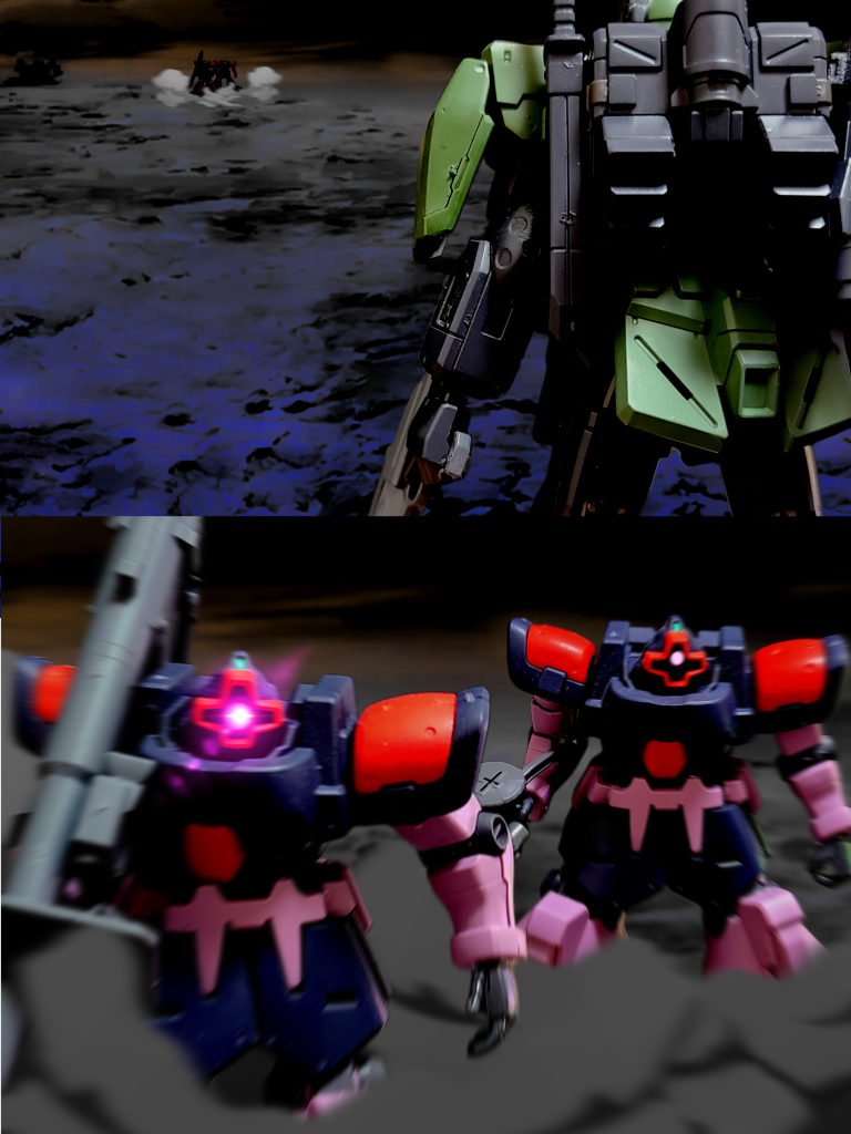 ロボ「あれは…ジオンのドム系だ！」ロス「くそっ…！どいつもこいつも邪魔ばっかり！早く帰りたいのに…っ！」