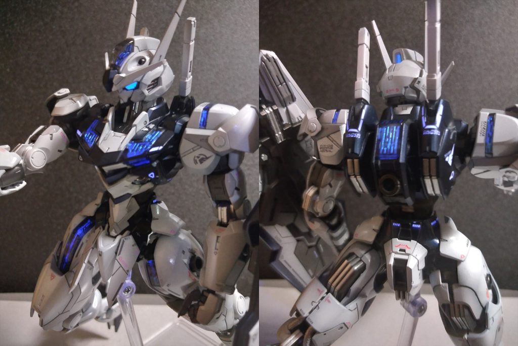 白部は光沢パールグレー部はつやけしプリズムブルーは半光沢で塗り分けました。