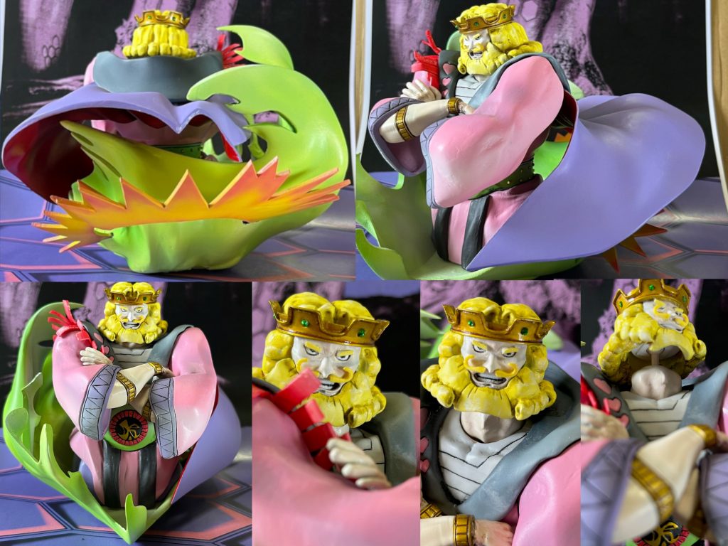 いろいろな角度から。首だけ動かせます。頚部下の関節と、頭の中のボールジョイントの2重関節。そして動かないガチガチ髪の毛でも見上げポーズが取れるよう、ボールジョイントは引き出し関節です。…簡単な作りなので覗いてはいけません。