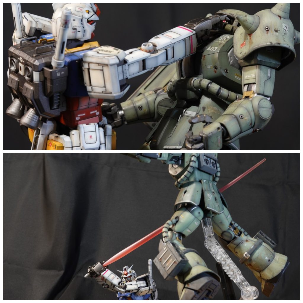 対ザク戦。動力パイプつかみからの串刺し。