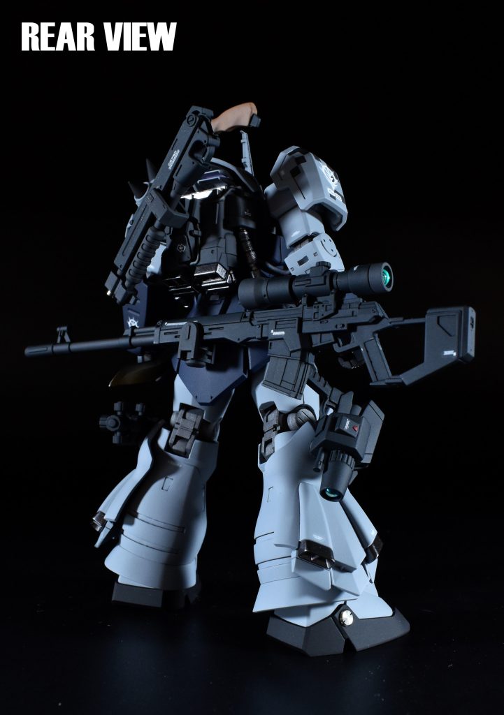 リアビューショットガンラックは腰からバックパックへ。スナイパーライフルのラックは新造。カメラガンはネオジム磁石で保持できるようにしています。