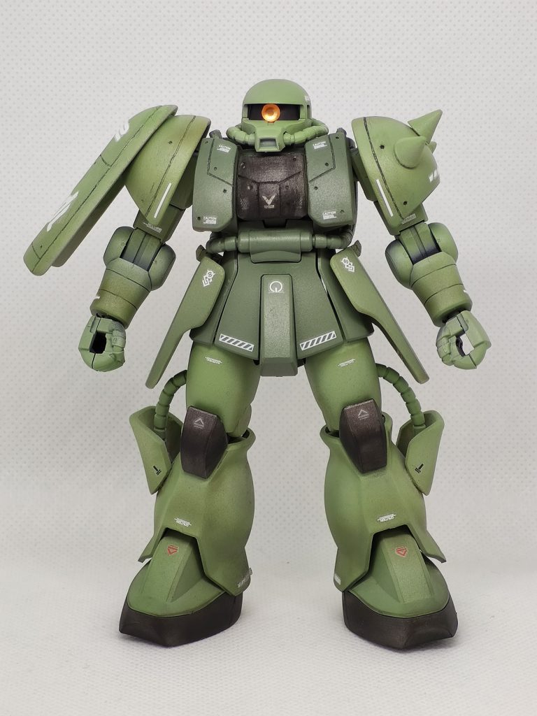 水性ホビーカラーのよもぎ色で塗装、デカール貼り