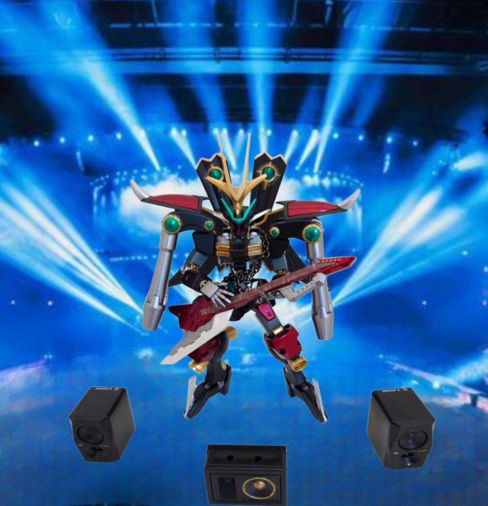 ということで、オリジナルガンダムフレームのガンダムプルソンでした。今回は珍しく可変機構はつけておりませんが、ライブモードとかライブ機材等細かく設定をつけてみました。マクロス7っぽい感じになりましたが、満足しております。