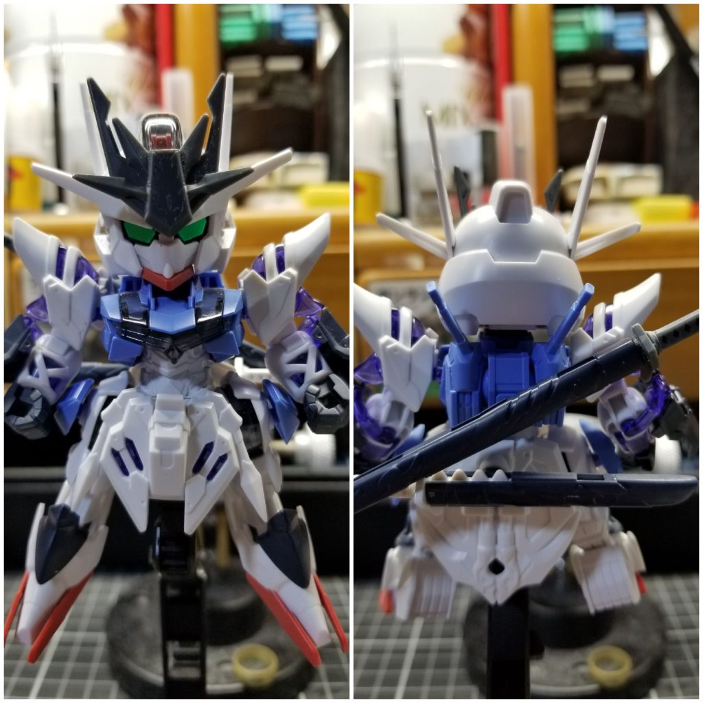 仮組段階。腕は取って付け替えただけ。本来なら肩部に付くはずのシールドの一部ビットパーツは腰部に持ってきました。