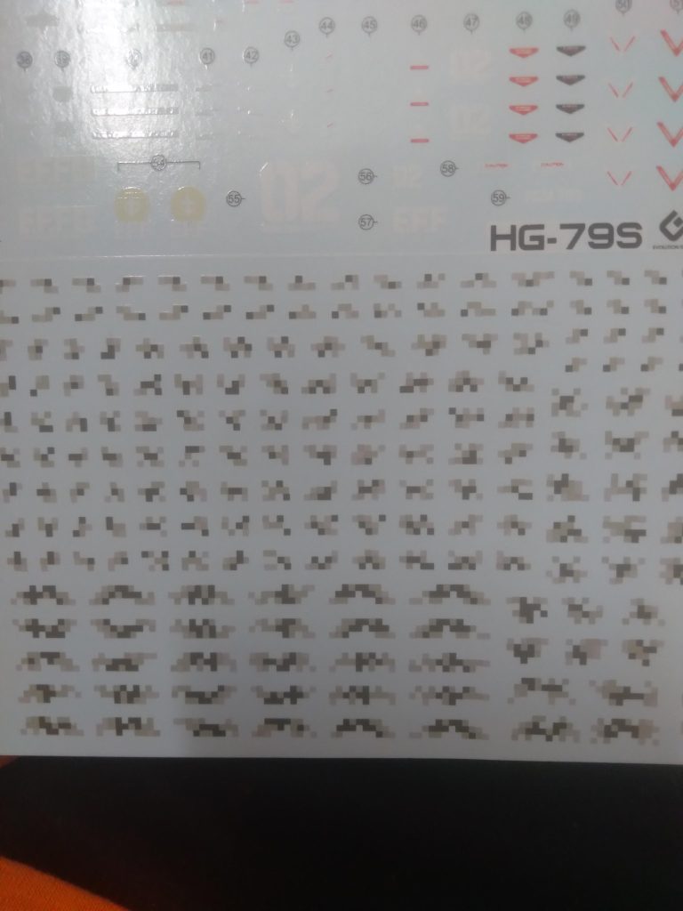 The sheet of waterslide decals