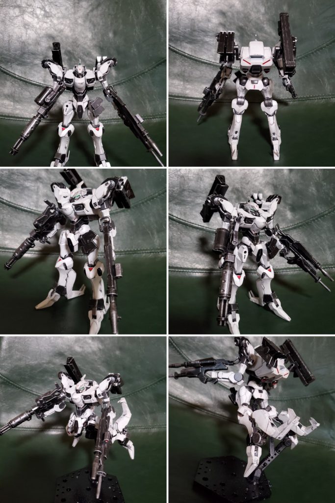 半光沢スプレーし、ウェザリングカラー(マルチブラック)→ウェザリングマスター(スス)→エナメル塗料(シルバー)でドライブラシ→つや消しで仕上げ