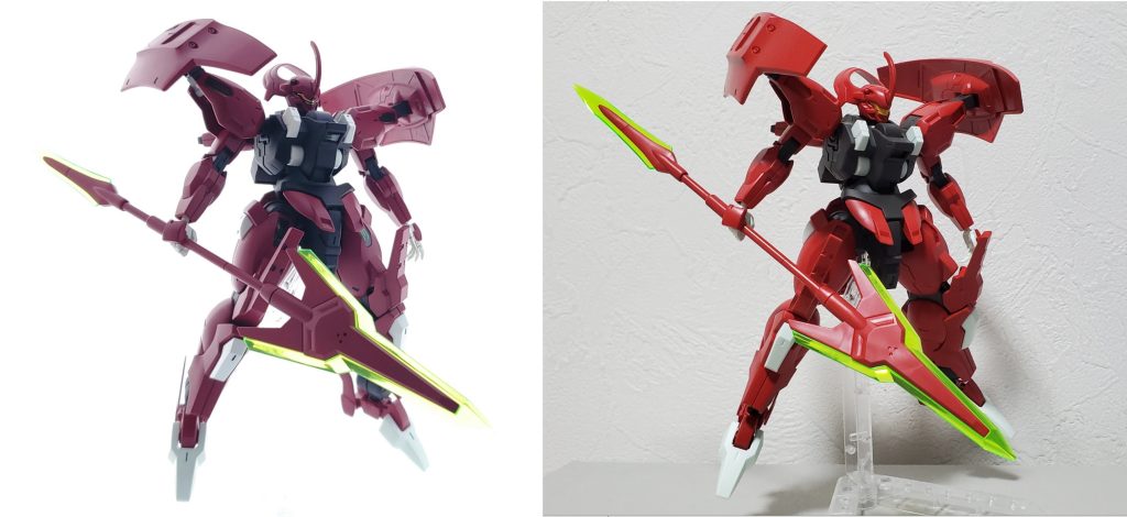 塗装前(右)と比較です暗めの色になったことで大人びた感じになったと思います。