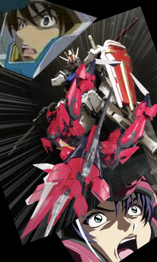 イザーク「邪魔をするな!何のつもりだ!?アスラン、貴様ー!!』アスラン「この機体、捕獲する!」イザーク「なんだと?!」ディアッカ「命令は撃破だぞ!無駄な事はするな!」アスラン「捕獲出来るものなら捕獲した方がいい、このまま撤退する!」イザーク「アスラン!貴様...!」キラ「アスラン、どういうつもりなんだ?!」アスラン「このままザフトに連行する。」キラ「ふざけるな!僕はザフトの船なんか行かない!」アスラン「キラ!お前はコーディネーターだ!オレ達の仲間なんだ!」キラ「違う!僕はザフトなんかじゃあ...!」アスラン「いい加減にしろ、キラ!!このまま来るんだ、でないとオレは....、お前を討たなきゃならなくなるんだぞ!」キラ「アスラン...!」ムウ『おーい!聞こえるか、キラ!』キラ「え!?ムウさん!?どこから通信を!?敵艦に向かった筈じゃ!?」ムウ『俺は不可能を可能にする男だぜ、通信なんて訳ない...てか、おまえ...!かー、捕まっちまってんじゃねえか。とっとと脱出しろよ。』キラ「でも動けないです!」ムウ『仕方のない奴だな。新たにストライクに実装した分離可変機構を使え!』キラ「あの機構ですか!?」ムウ『いいからそこのレバーを引け!』キラ「コレですか!?」ムウ『ああ、そーだ。引け!』キラ「はい!」