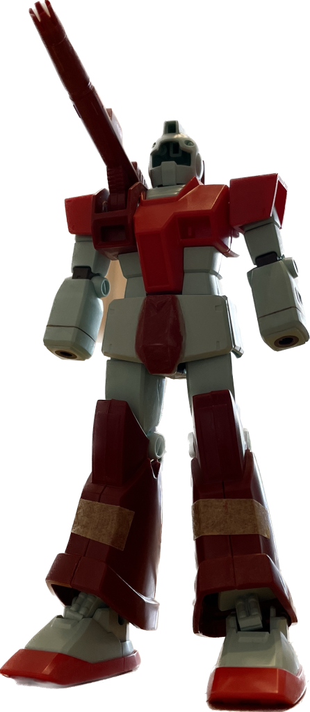 塗装前仮組み状態胸部のミキシング加工方法・脚部取付け&調整方法に苦労しました。