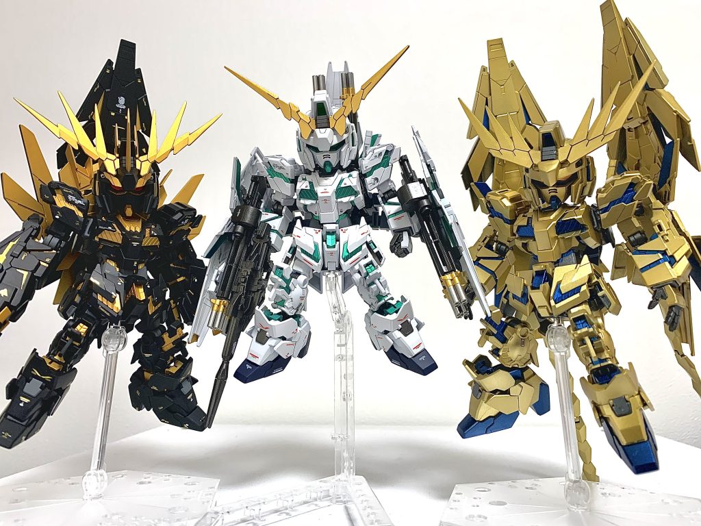 RX-0シリーズ3兄弟勢揃い!作るペースが遅いので4ヶ月がかりになりました