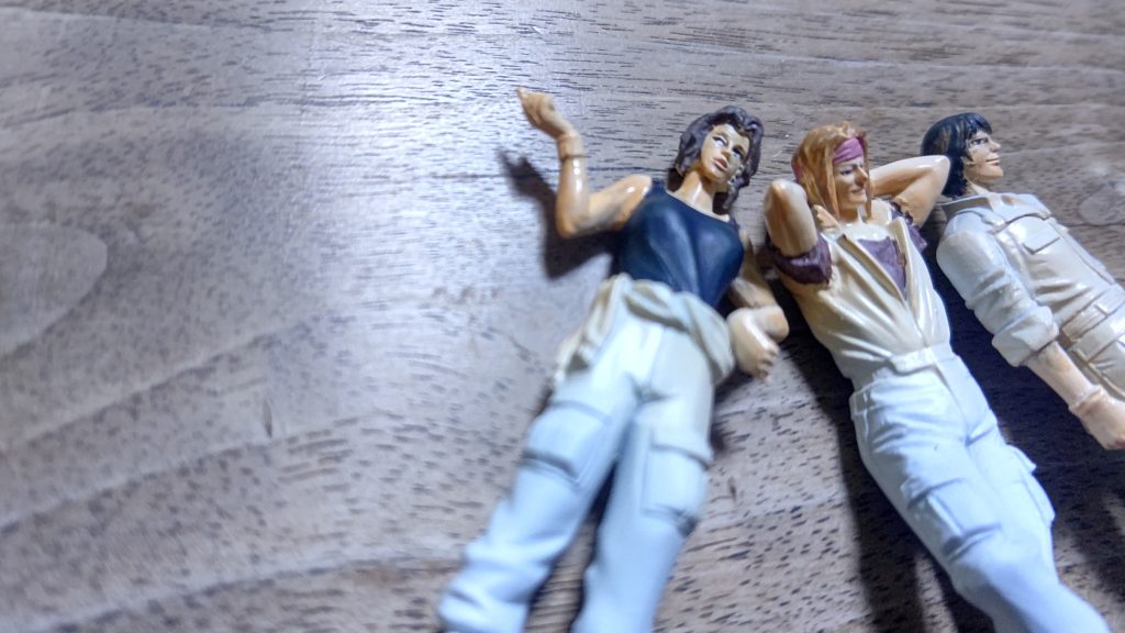 色塗り途中の三人です。08小隊セットのデブのおっさんも作ってましたが、人数おおくなっちゃうのでやめときました。