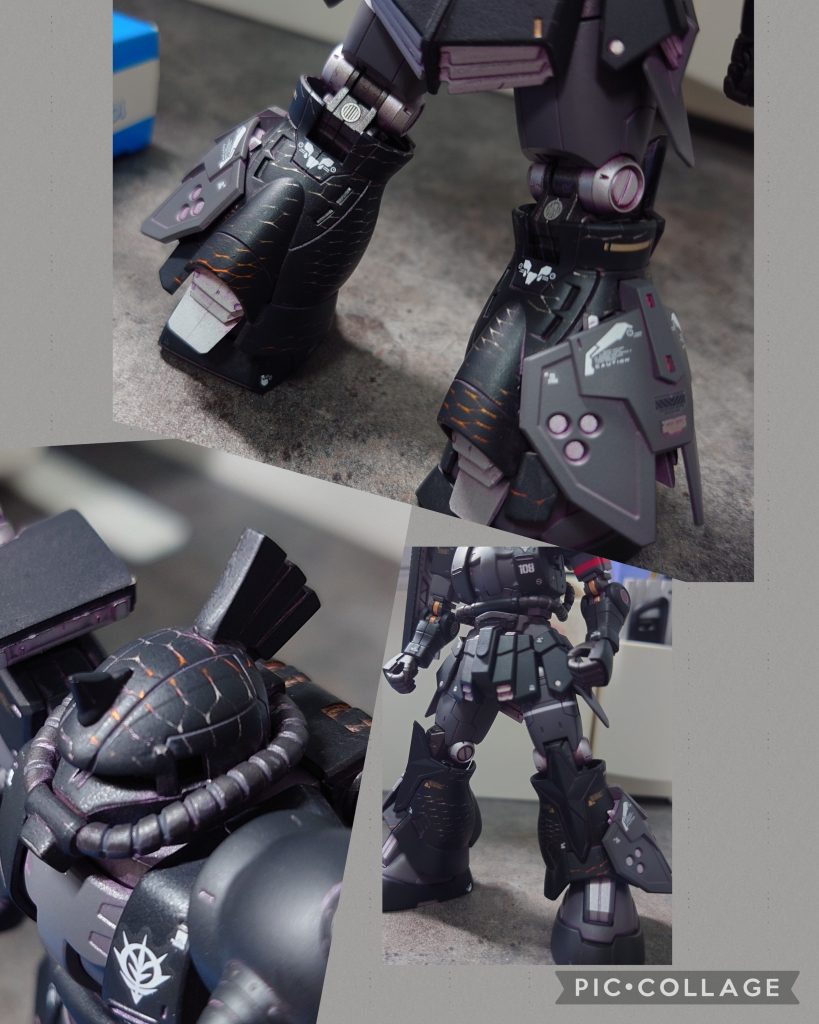 ウェザリング前の方が(当然ながら)ウロコ模様がすっきりして見えます👀結局足まわりと頭部位しかウロコ模様出ませんでしたが、アクセントとして考えればこれくらいがちょうど良かったかもしれないと思うようになりました。(ポジティブ思考/なぁなぁ主義?😅)