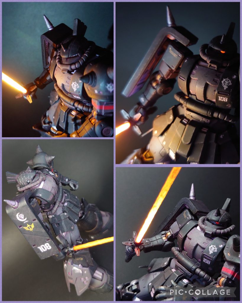 ヒートソード/モノアイをブラックライトで発光させた写真を集めてみました。なかなか良い発光具合いになりました✨ただし、光を当てすぎるとライトセーバーみたいになります😅(カイロレンみたい…)