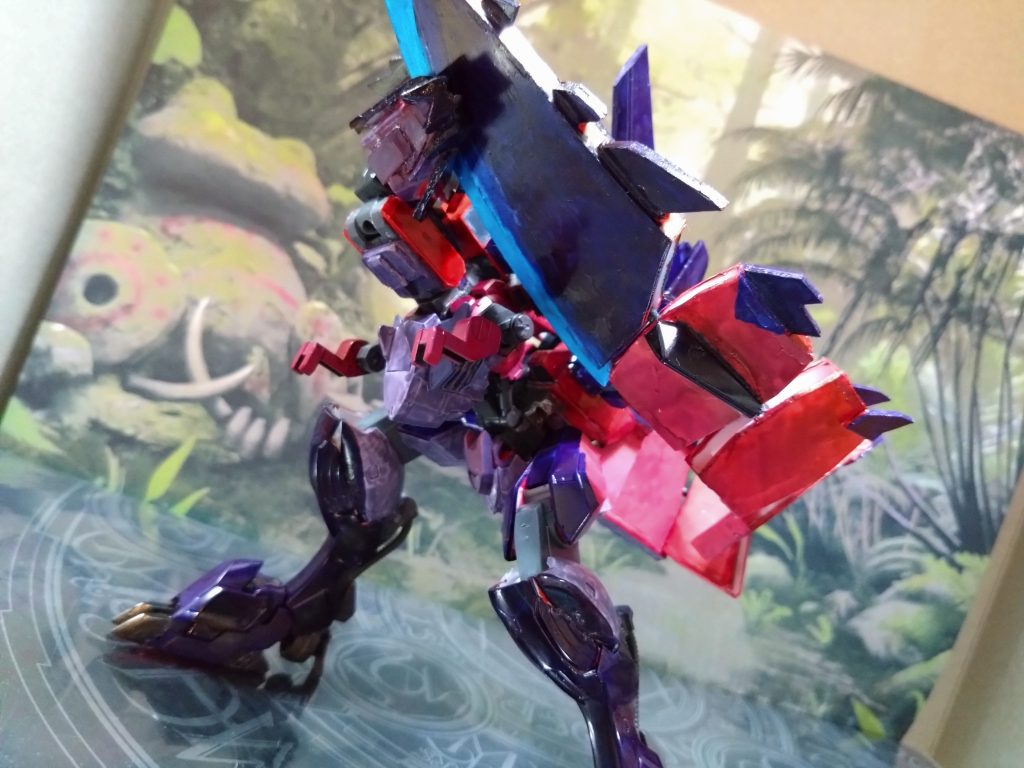 尻尾研ぎ体勢のために尻尾の先端と頭部にネオジムを入れたのでそこそこいい感じにとれます。ディノバルドの尻尾研ぎをよく理解できていなかったため、ネオジムの位置を間違えてしまいました。色もあらかた塗ってしまったため、仕方なく2個目を埋めました。