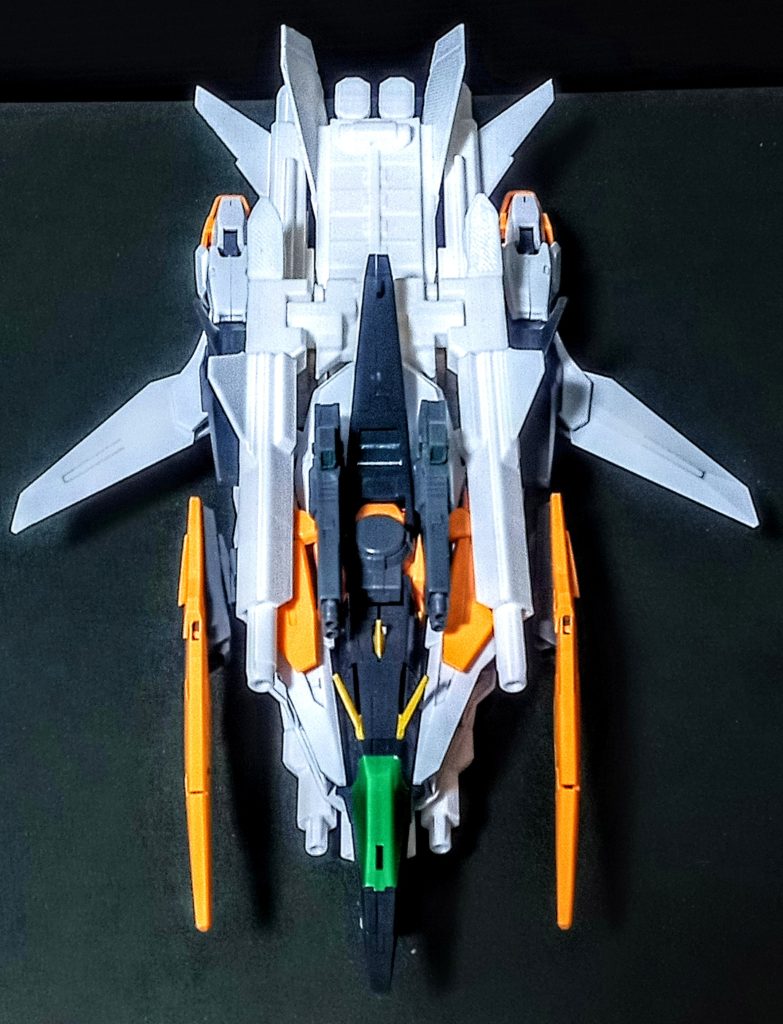 今回のキュリオスの戦法は、超高速で一撃離脱のみの飛行形態オンリーで、MSに変形するには追加装備は全てパージする必要があります。