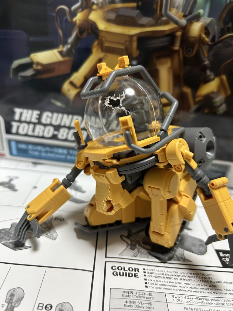 塗装、汚し前のダメージ加工です！