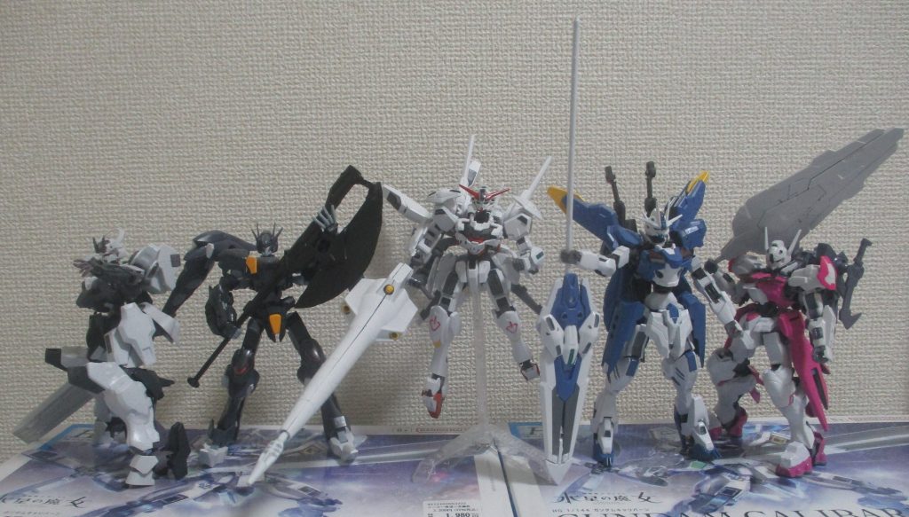 最後は、「水星のガンダムフレーム機体」5体の揃い踏み。閲覧ありがとうございました(^0^)
