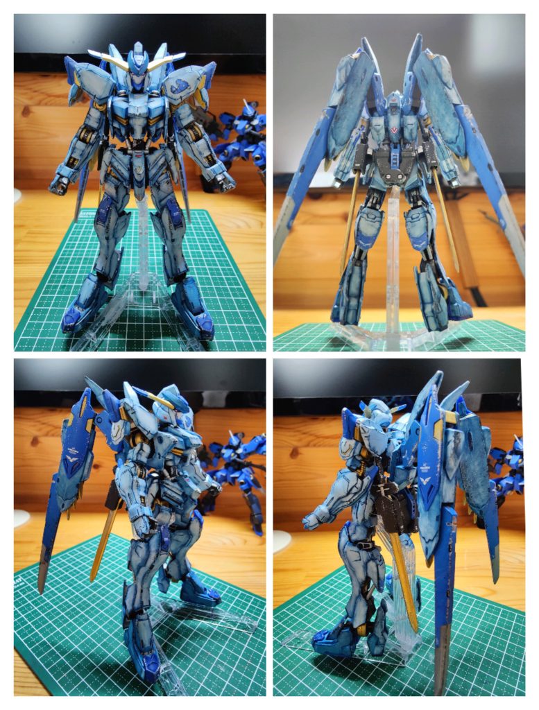 前後左右から。バックパックが重くて、重心が後ろにあるため、自立させるには「前かがみ」にする必要がある。スタンドに乗せてしまえば、解決。