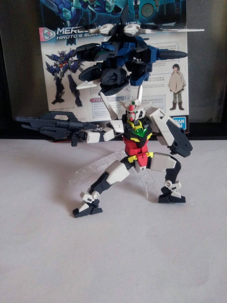 『水星で一番』と成ります『メルクワン ガンダム』はユニットに『コア ガンダム』が付属していないので『木星の五番』からガンダムを流用です😁『J.G』のマニュアルによると、蛍光色に近い『オリジナルカラーリング』だそうです🤔