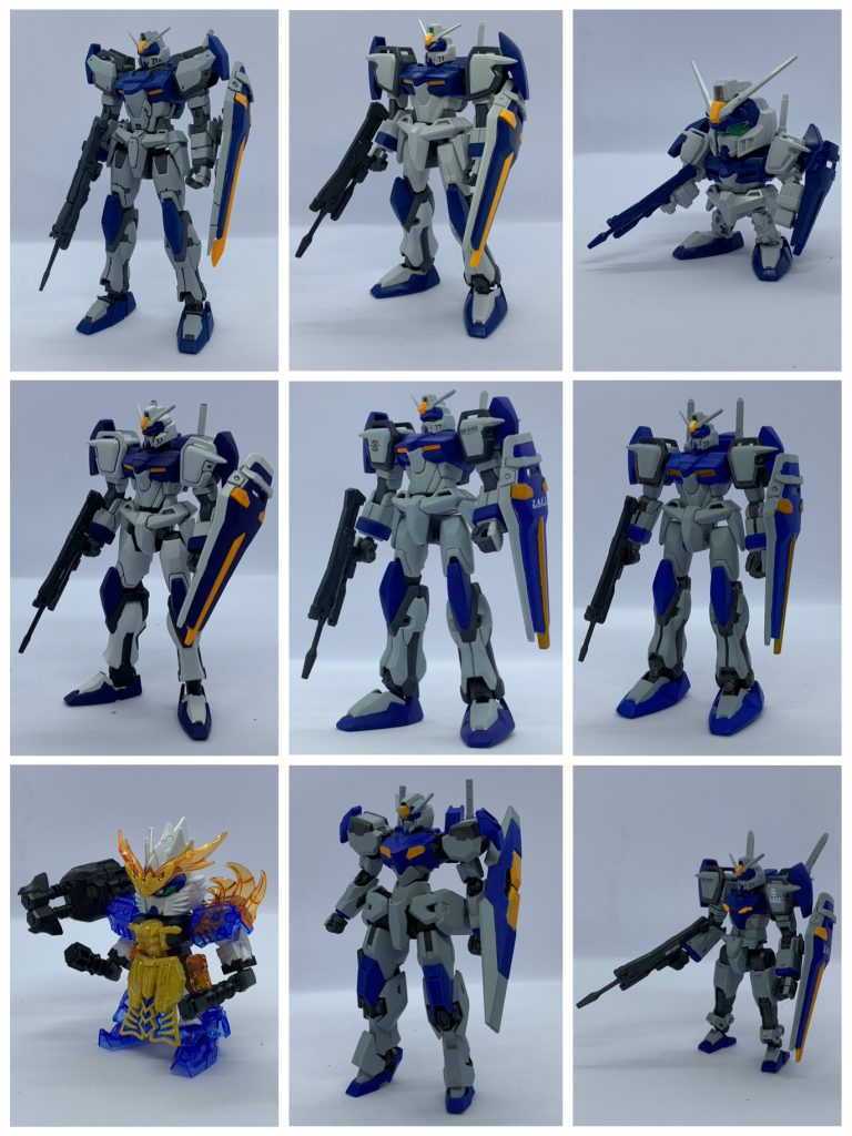 プラモデル。左上からMG、1/100、BB戦士、EGストライク+HG、HG、コレクションシリーズ、太史慈デュエル、ヘルメス・モノマキア(ガンヴォルヴァ)、コアデュエルガンダム。1/100とBB戦士は塗装しようか悩んでる。
