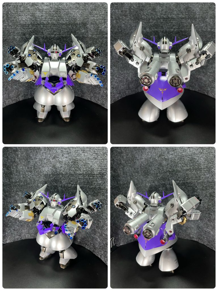 HGジオングとSDネオジオングのサイズ感が似てたので、ミキシングしやすかったです。盛るついでに、足もつけて、パーフェクトジオングにしました。