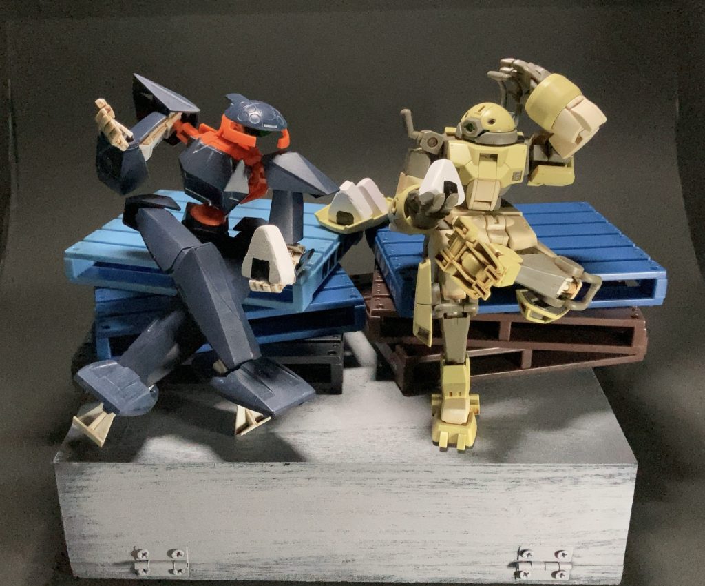 この2機を仮組みしてからどんな仕上げをしようか考えていた所、たまには可愛らしさをテーマに作って見ようかなぁと思いつき100均アイテムを駆使して簡単制作でジオラマを作ってみることにしました。