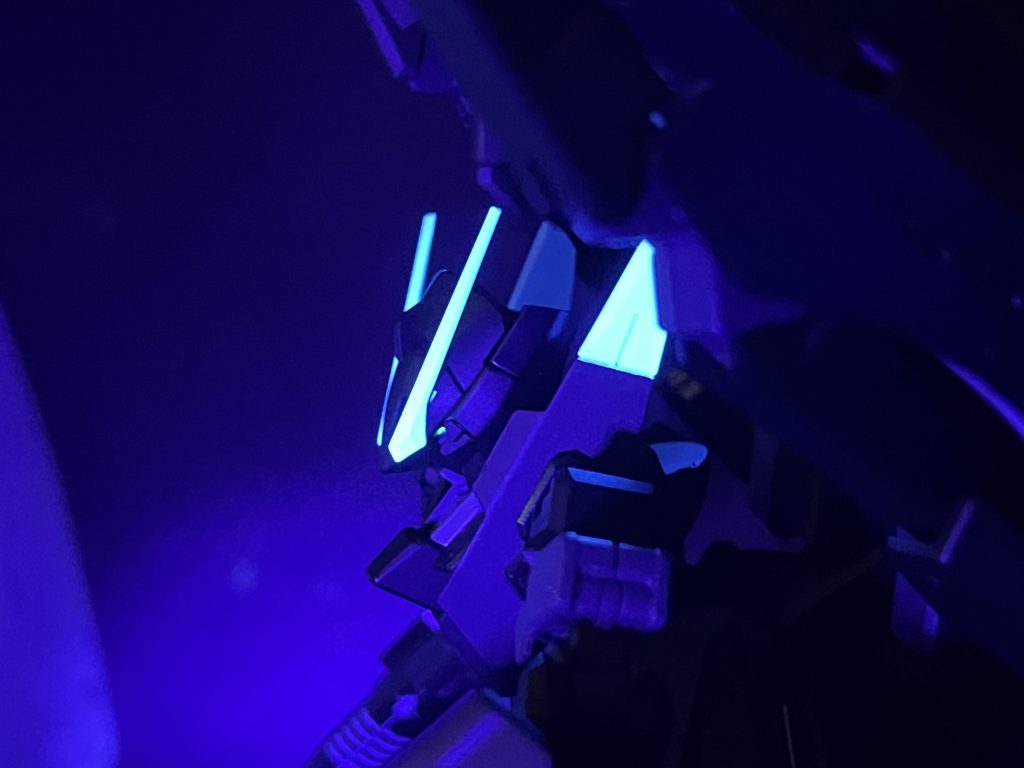 分かりにくいですが目のパーツのみ蛍光グリーンを使用しています。