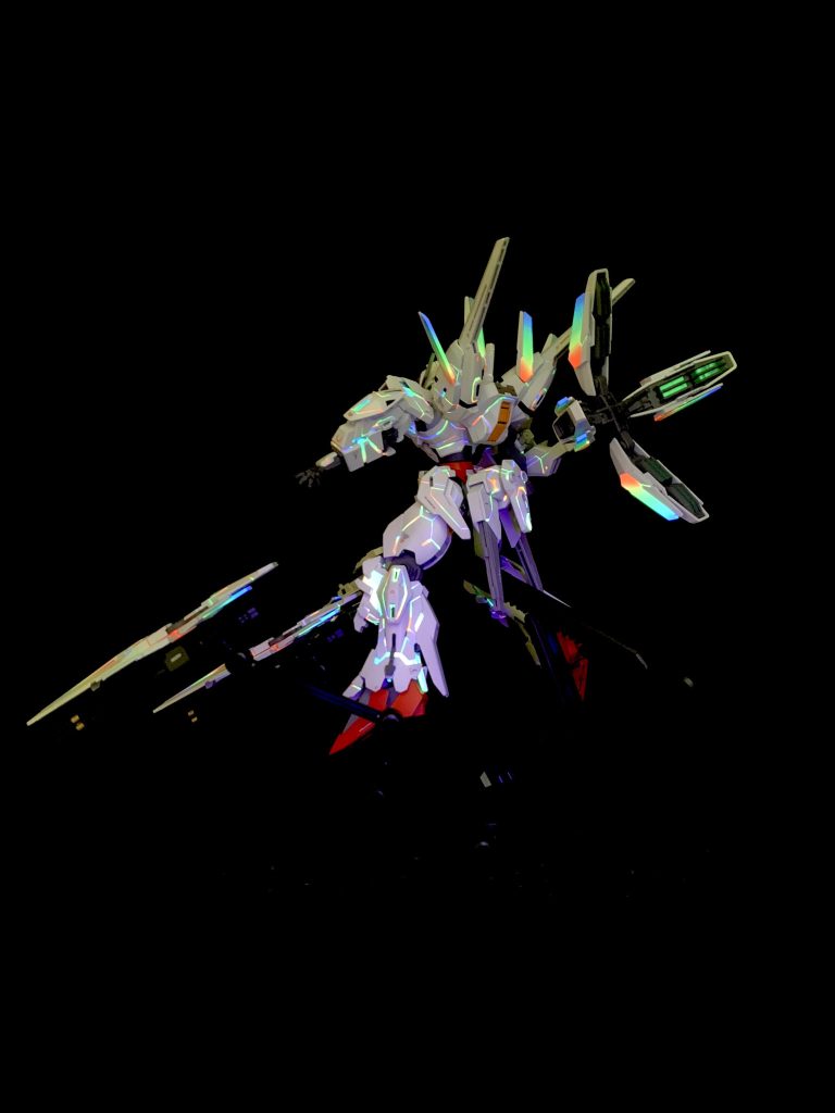ホウキのスラスター部分も虹色にしようかと迷いましたが気力が足りずやめました。