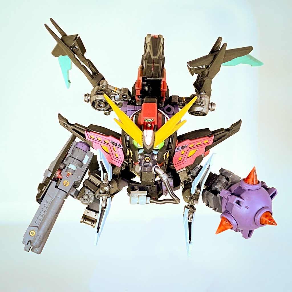 ストーリー的にはホームカミングの人物相関図とも割と合いそうだったので、アイアンマンをサージェントヴェルデバスター、スパイダーマンを趙雲ダブルオーに見立て対決は趙雲とさせています。途中の物語はみなさんの妄想力にお任せです✨あとバスターとレイダーは劇中でも最後に一悶着やってるので、追い詰め役としては割とハマり役かなって思ってます。できればデュエルをコマンド化で出演させたいですね。と色々妄想の捗るキャラで自分的にはお気に入り。