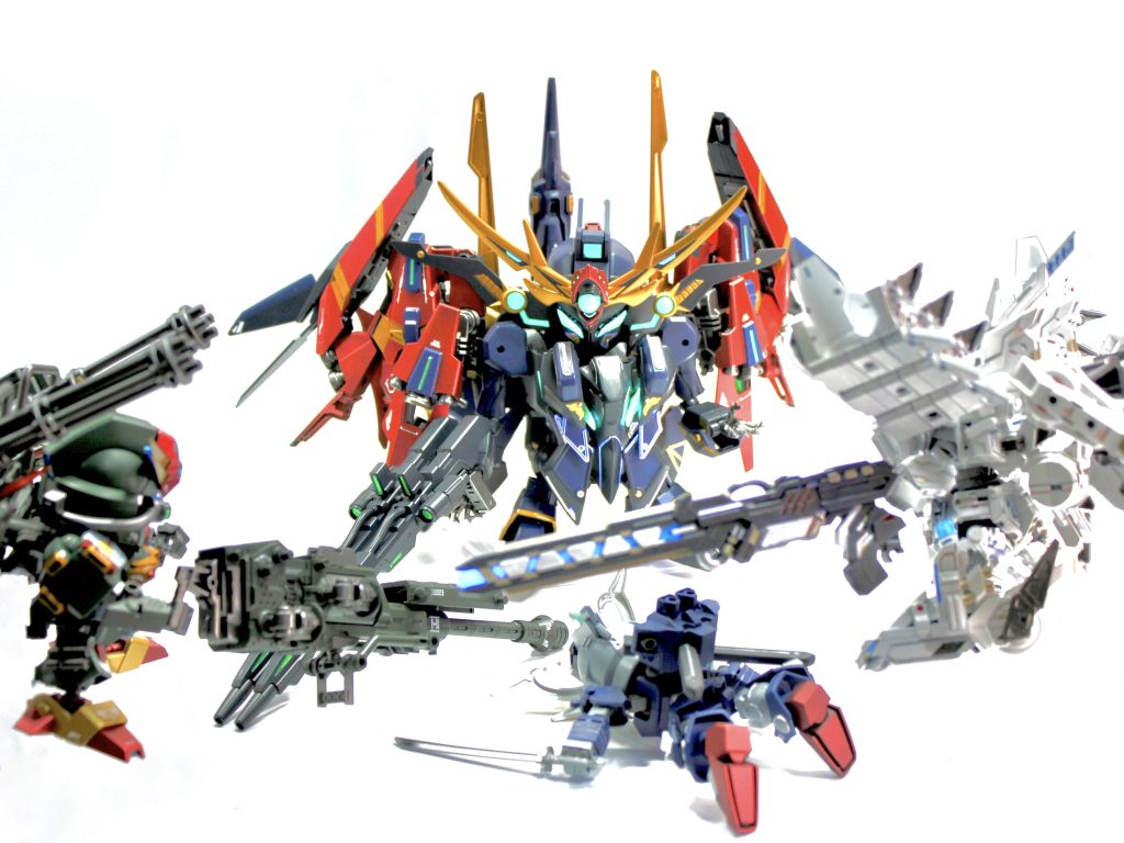 「武者タイプの負傷者一名と黒いガンダムタイプの大型兵器1機を確認、けん制しつつ負傷者を保護します」「これは…マスクコマンダー?!何故ここに…?」SDWのネオワールド編にチラっと出てきたコマンド大将、オレじゃなきゃ見逃しちゃうね😎✨というわけで目敏く過去作のヴェル隊長と夢の共演です😍※マスクコマンダーはTwitter企画