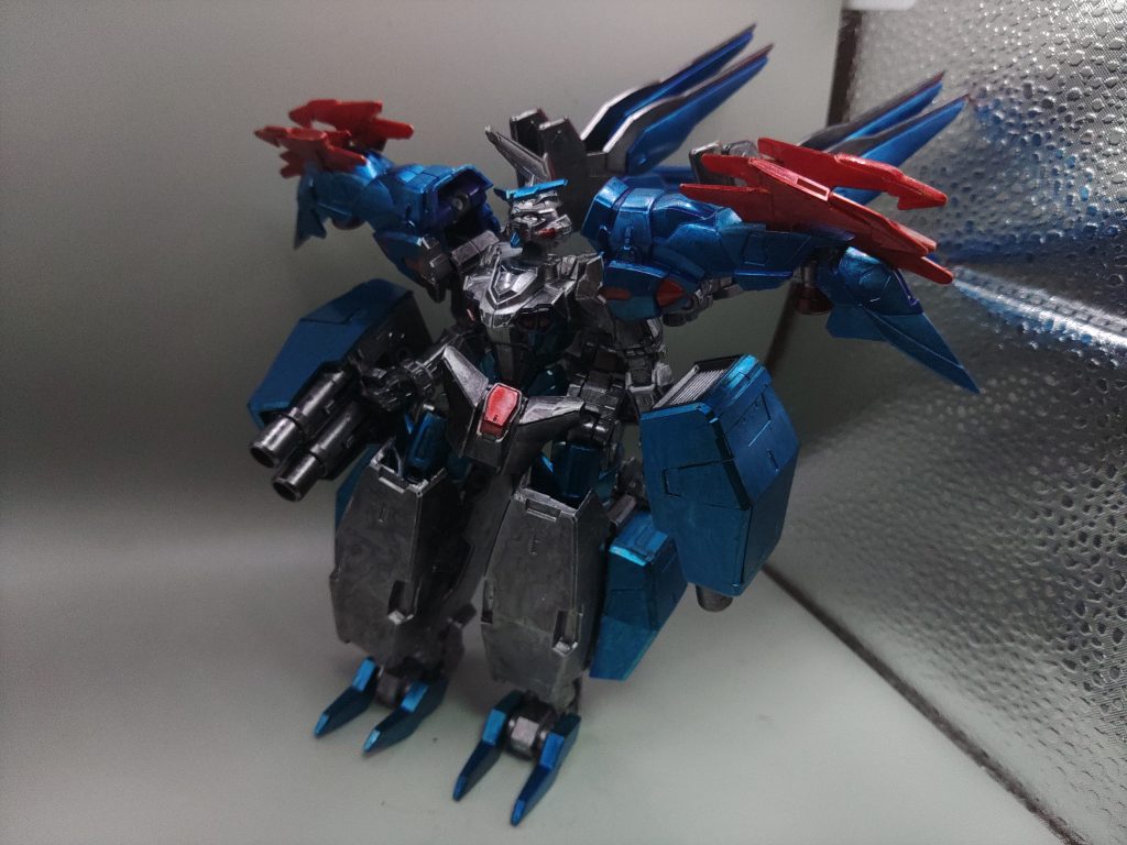 ○MS形態(高機動形態)MS形態に戻って、水中用バックアップをパージし、バインダーを展開する事で高機動形態になります。この形態になった場合は、バックアップを外すため水中での行動が低下します。GNキャノンは手持ち武器として使用可能です。