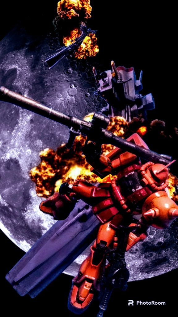 最初はシャア専用リック・ドムでしたが?雰囲気的にシャア専用ザクかなぁ〜と思いましてRGシャア専用ザクを投入しました(初お披露目デス😅)最後迄お付き合い頂きましてありがとうございました♫            m(_ _)m