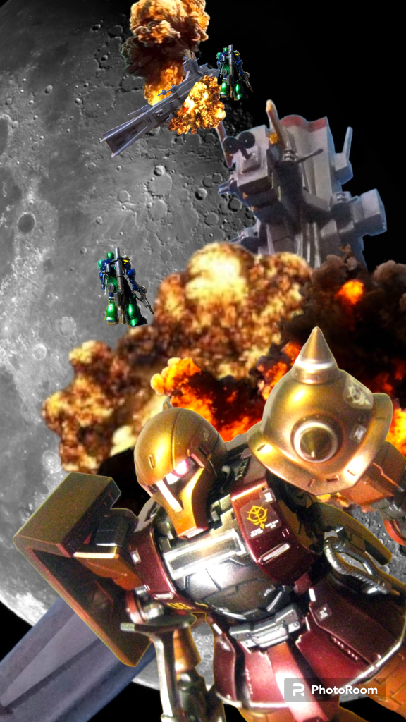 こちらはＮＧパート？　ちょっち旧ザクが「浮いた感じ」がしたのでリテイクデス😁