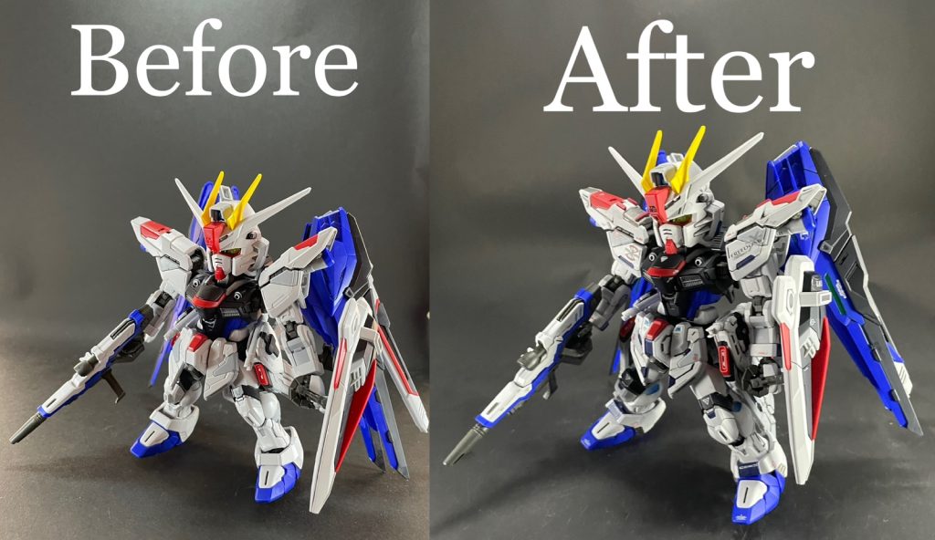 素組みとのビフォーアフター！スミ入れするだけでもかなりかっこよくなる、良キットだと思います🤩