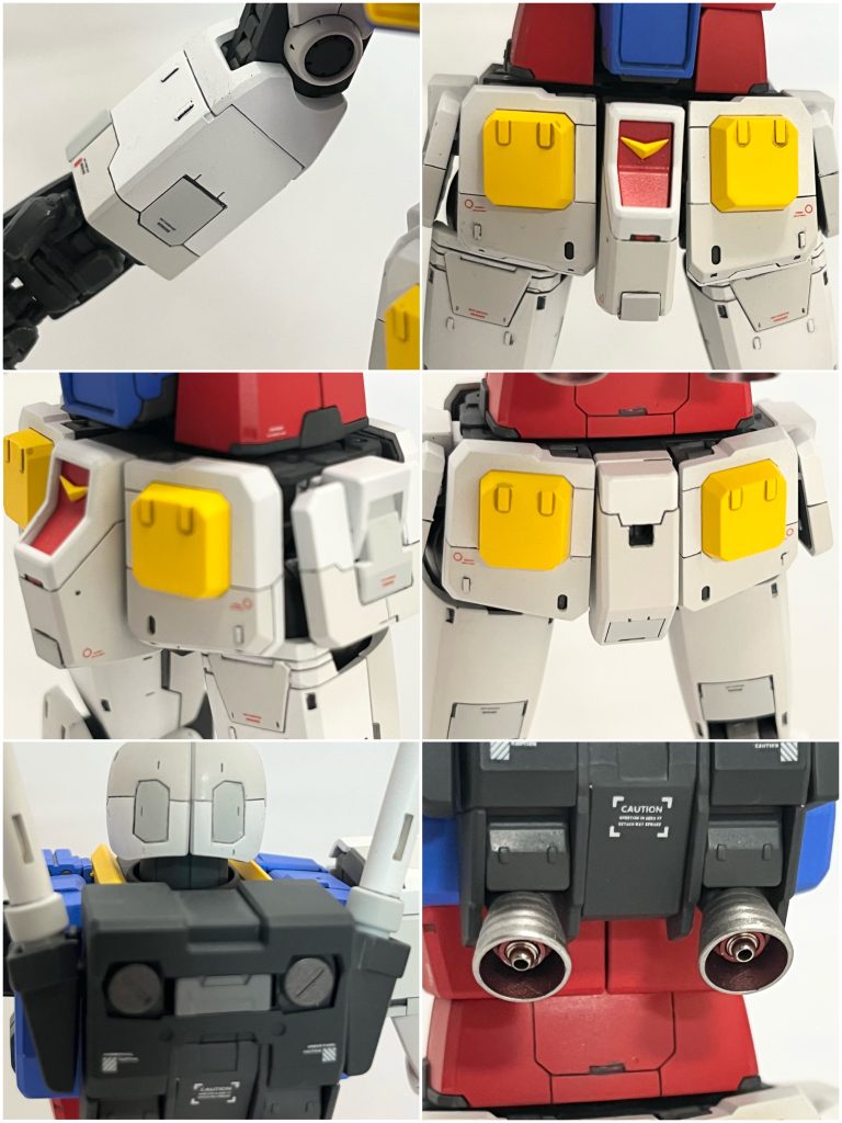 腰部、ランドセルのディテールアップ画像。バーニアはメタルパーツを埋めています。