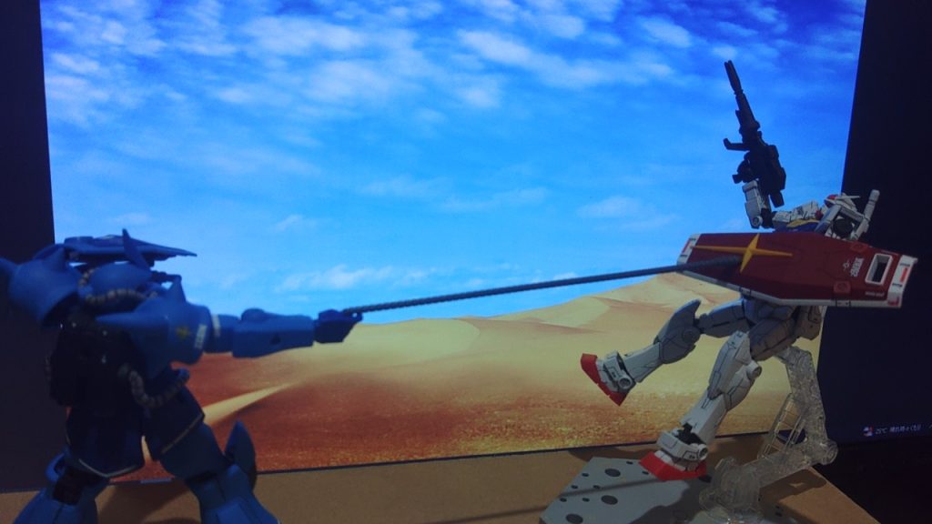グフと言えば、個人的にこのシーンです(*´∀`)♪先日完成したガンダムにやられ役を(笑)