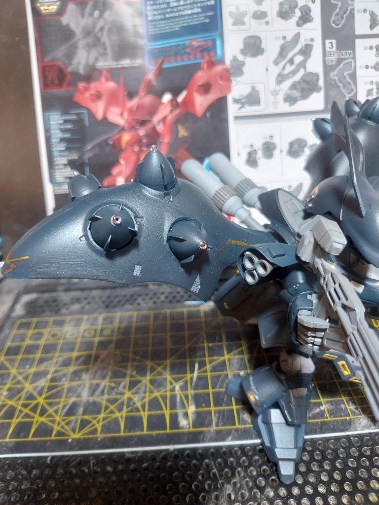 ファンネルの銃口部分を切り飛ばして、ダイ◯ーで買ってきたビーズを使ってみました!今回制作過程の写真を全く撮っていないので分かりにくいかもですが、自分的にはこっちの方が良いかなと思ってます(о´∀`о)