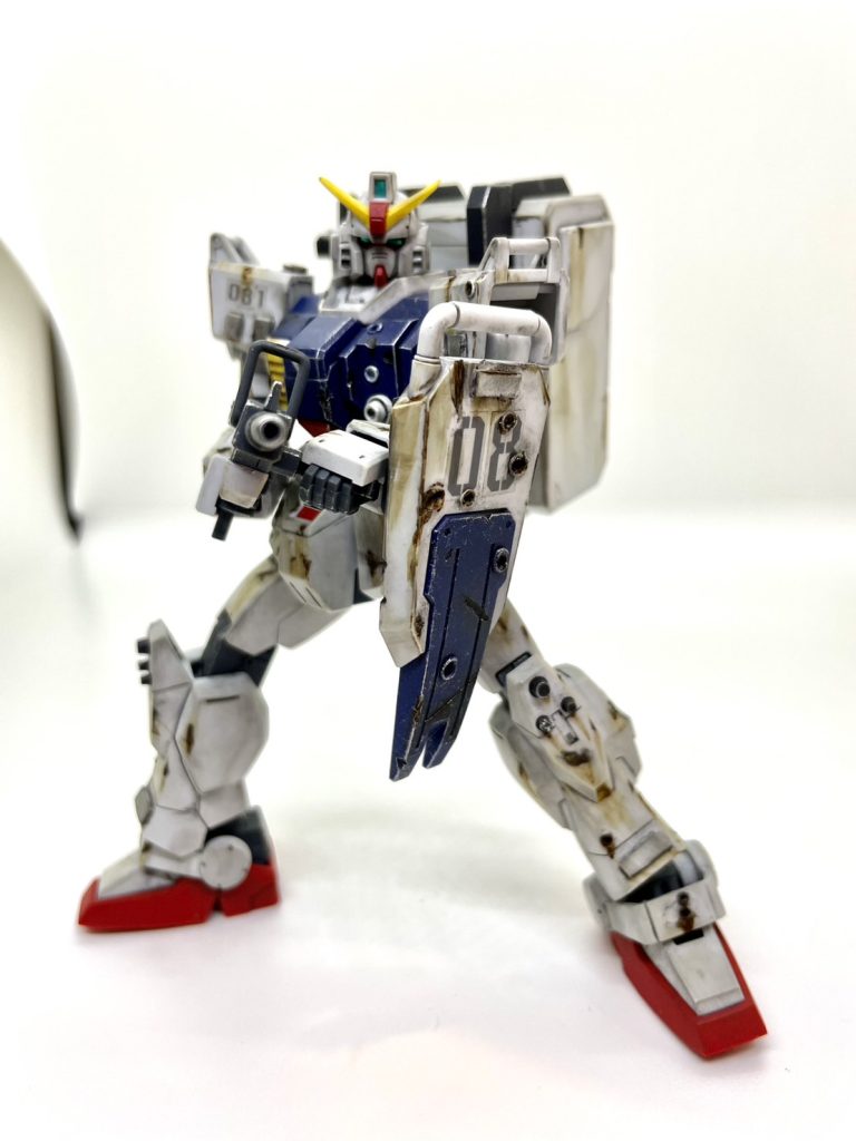 ウェザリングはウェザリングセットCをエッジにそこからリアルタッチマーカーブラウンでサビ表現、白以外の所にドライブラシシルバーをしました!