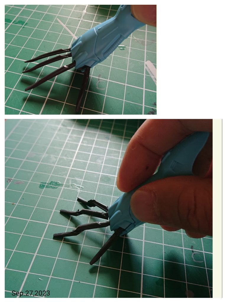 爪は切り離して接着して動きがあるようにしました。全然違う!