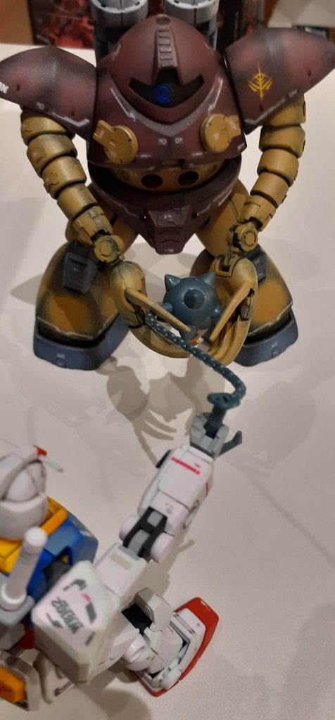 前に制作した、ゴッグと夢の対決…その２…。さすがゴッグ…！※ガンダムハンマーは、EGのを拝借…チェーン短い…(^-^)