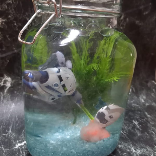 水中の攻防　瓶詰めジオラマ