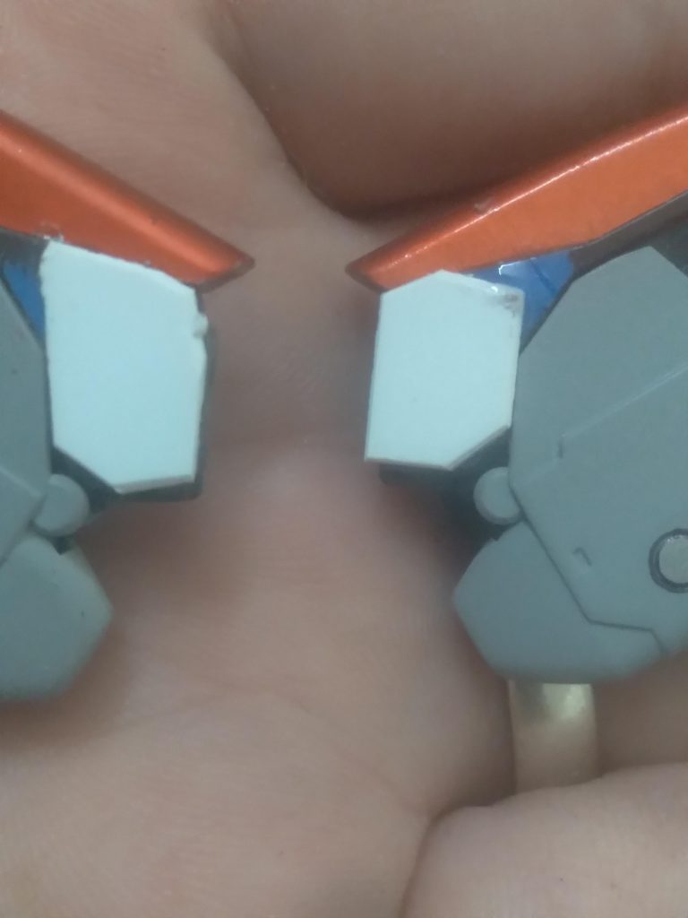 The plastic plate I used to strengthen the work I did. It didn't take that long to accomplish what I was after. The end result looks good, I think. Once it's all repainted, it will look better. For now, Gundam Leander has an additional equipment pack. I will work on probably 2 more, if not definitely one more. More than likely it will be a cannon type pack