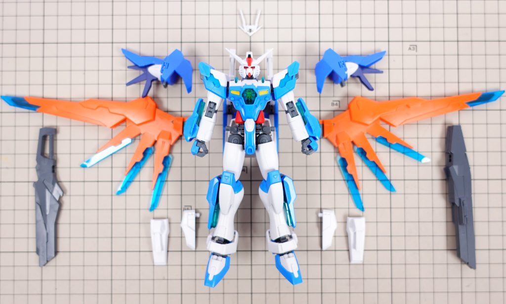 制作時の写真2使用したパーツはだいたいこんな感じデスティニーに似てるパーツが機体毎で違うのが面白いですよね