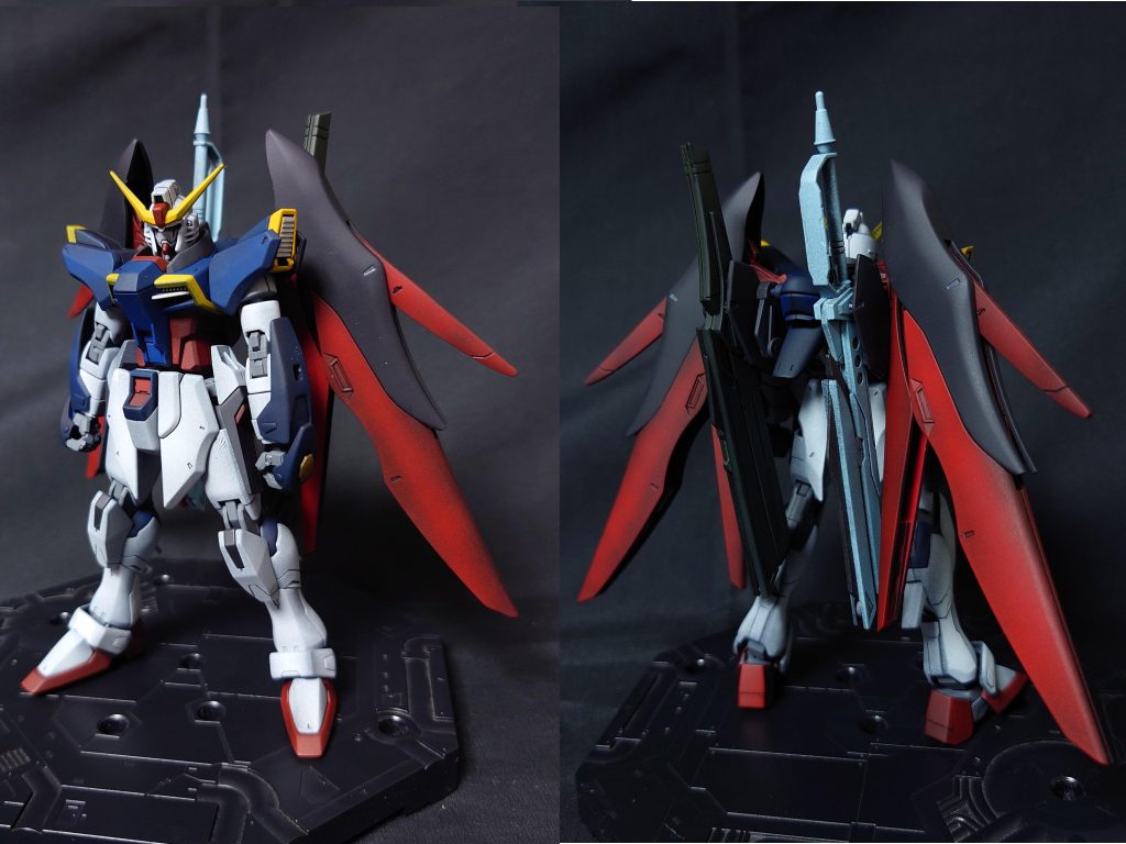 クロスレンジ特化型になる前の素体　全身ほとんど手を入れていません。スジを彫りなおしたのと、ボディ　ダクト付近の色を変えたのと、肩先のフラッシュエッジがどうしても嫌いだったので外して、ダクトに改造したくらいです。アサルトパーツ（近接特化装備）をつけるために、腕の穴の形を変えたためシールドがはまらなくなったので、無くしました。