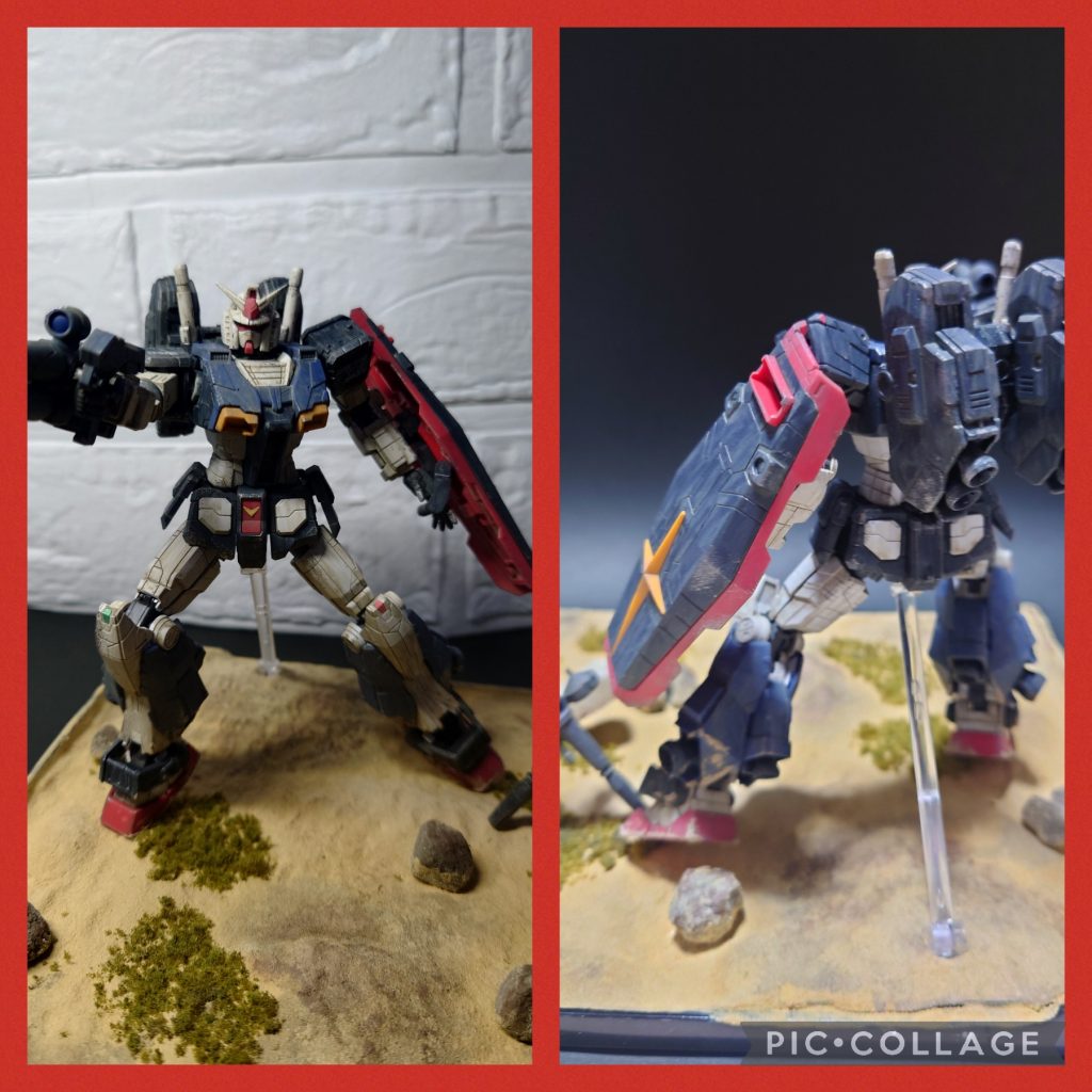 こちらはそのまま仕上げた感じですね。定番のアンテナをシャープ化したくらいです。高機動型ガンダムのバックパックはカッコいいですね!